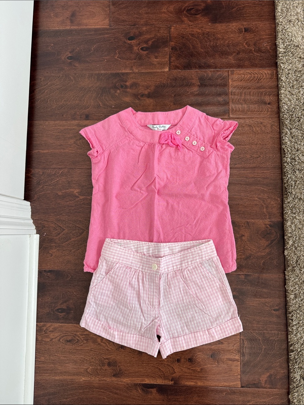 Brooks Brother’s Summer Set Outfit for Little Girls Pink Gingham Plaid Shorts